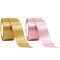 Wrapables Christmas Satin Ribbon for Holiday Gift Wrapping, Weddings, Ribbon Bow, Floral Bouquets, DIY Crafts, 1.5 Inch x 50 Yards (Set of 2), Champagne / Pink